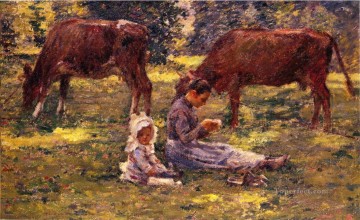 Theodore Robinson Painting - Watching the Cows Theodore Robinson